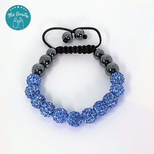 Light Blue Czech Rhinestones Crystals Disco Paved Bead Bracelet